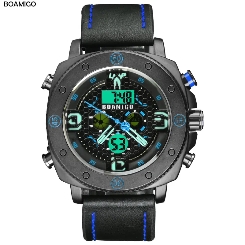 BOAMIGO Chronograph Men Classic Watch Quartz LED Digital Clock relojo hombre relogio masculino erkek kol saati