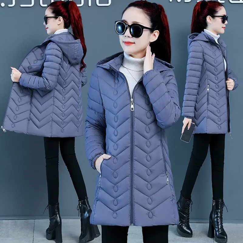 Warm Jacket Women Winter 2023 Fashion Slim Hooded Coat Down cotton Ladies Jackets Black Casual Thicken Outwear Parkas Female 6XL