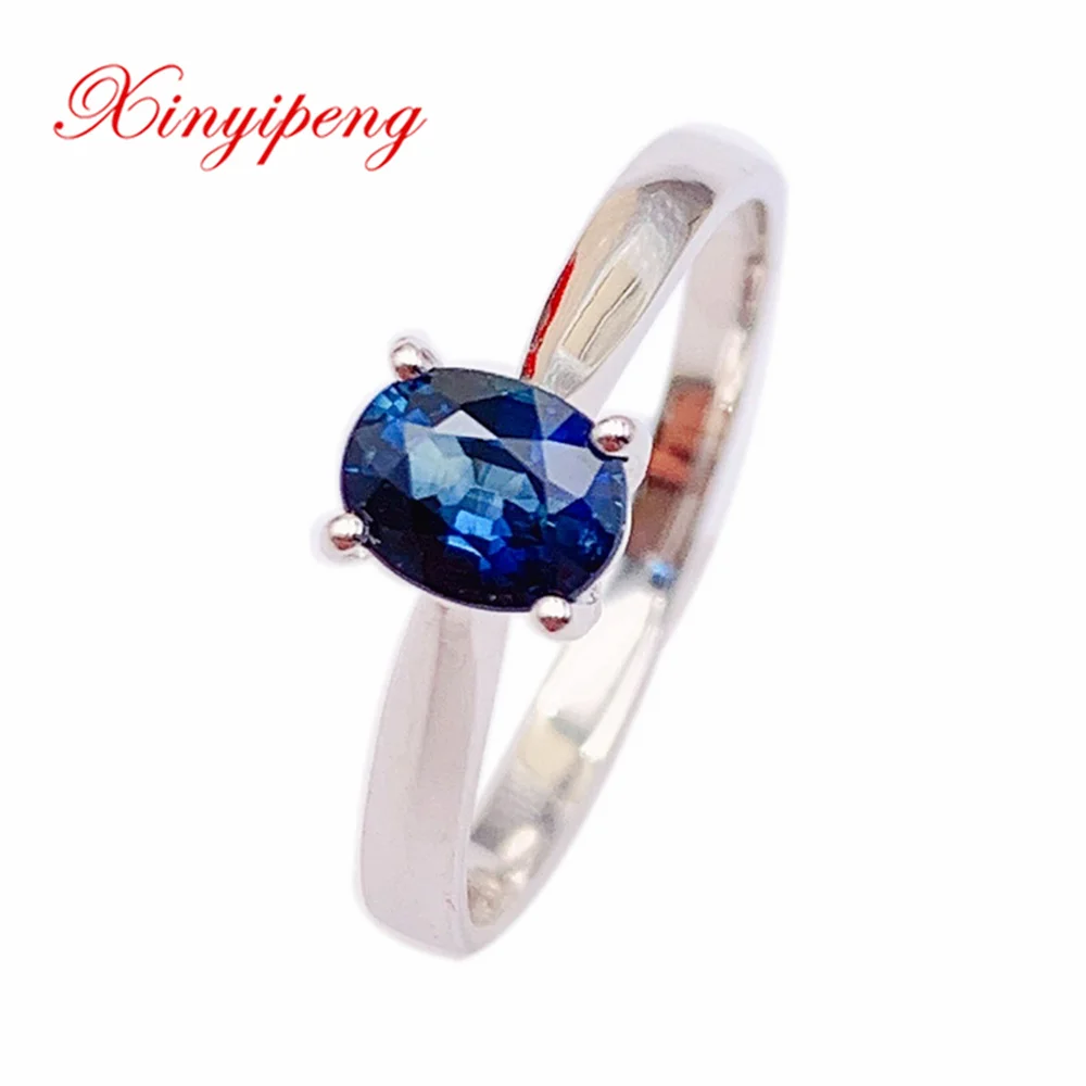 

Xinyipeng Gemstone Jewelry Real 18K White Gold Inlaid Natural Sapphire Rings Fine Anniversary Gift For Women Free Shipping