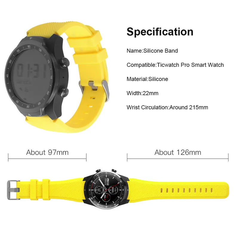 Silicone Strap For TicWatch Pro 3/3 GPS LTE Smart Watch Band 22MM Bracelet Wrist Straps For TicWatch Pro 2020 S2 E2 Correa