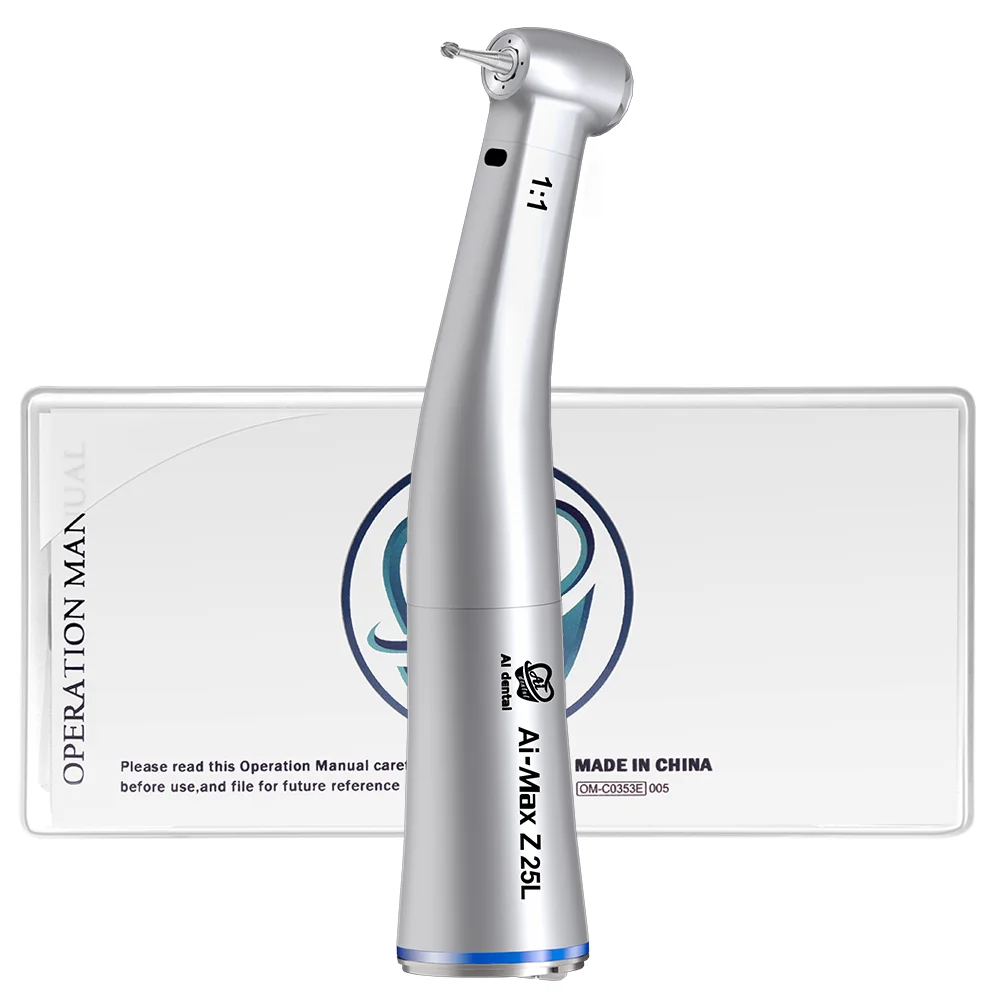 

AI-Z25L Dental Instrument Low Speed 1:1 Handpiece Contra Angle Internal Quattro Spray with Optic Stainless Steel