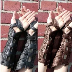 Medieval Armor Wide Cuffs Bracers Steampunk Gloves Men Renaissance Warrior Knights Templar Leather Lace-up Gauntlet Wristband