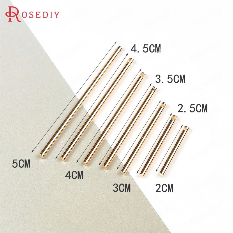 

(F558)20 pieces 2/2.5/3/3.5/4/4.5/5cm Gold Color Brass 1 Hole 2 Holes Round Rod Charms Pendants Diy Jewelry Findings Accessories