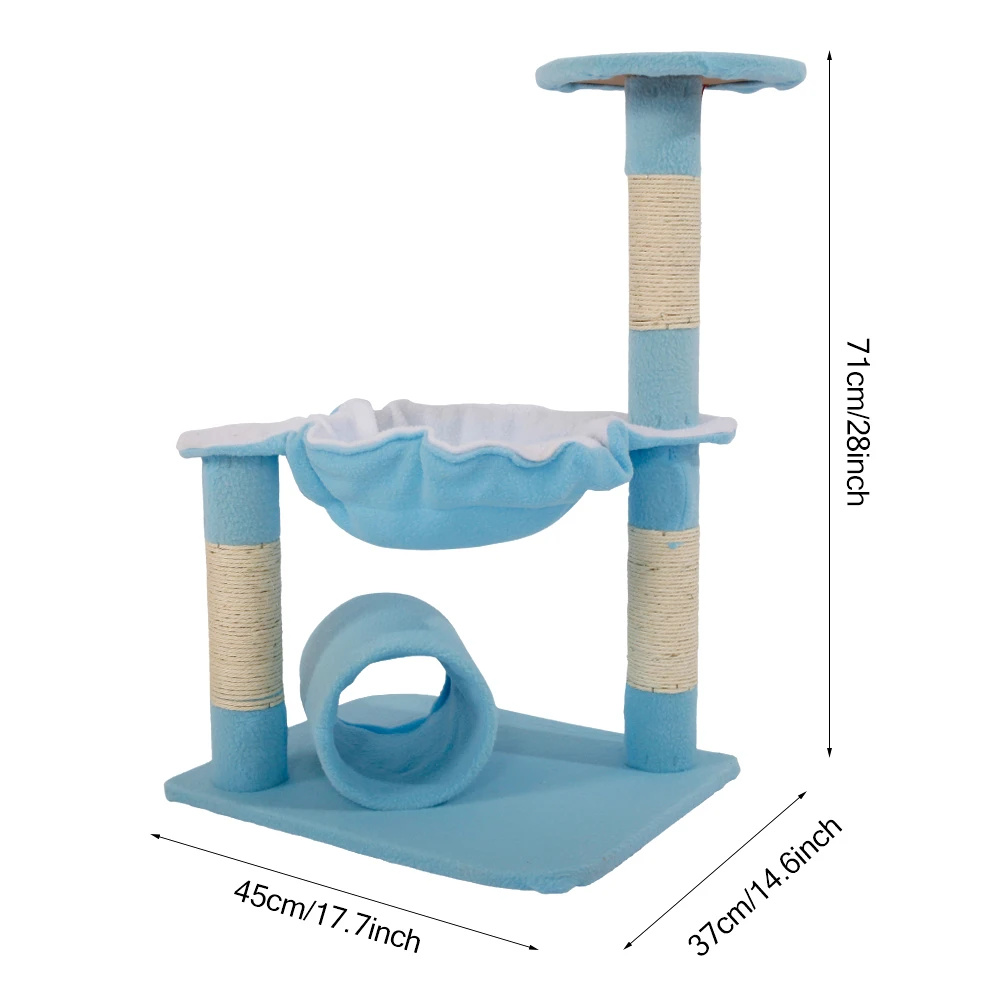 Cat Climbing Holder Tower Tree Frame Toys Stable Cute Sisal 45x37x71CM Soft Comfortable Lamb Blue/Green[US-Stock]