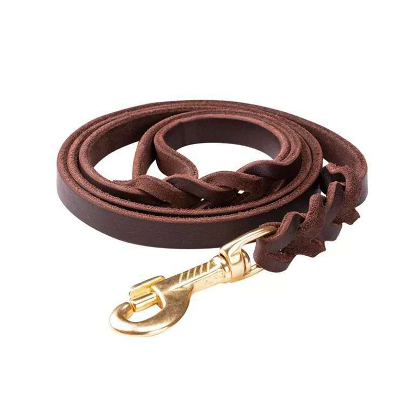 

Real Leather dog lead Braided Large Big Dog Leash Walking Training Leads Traction rope for German Shepherd Labrador Husky Dogs