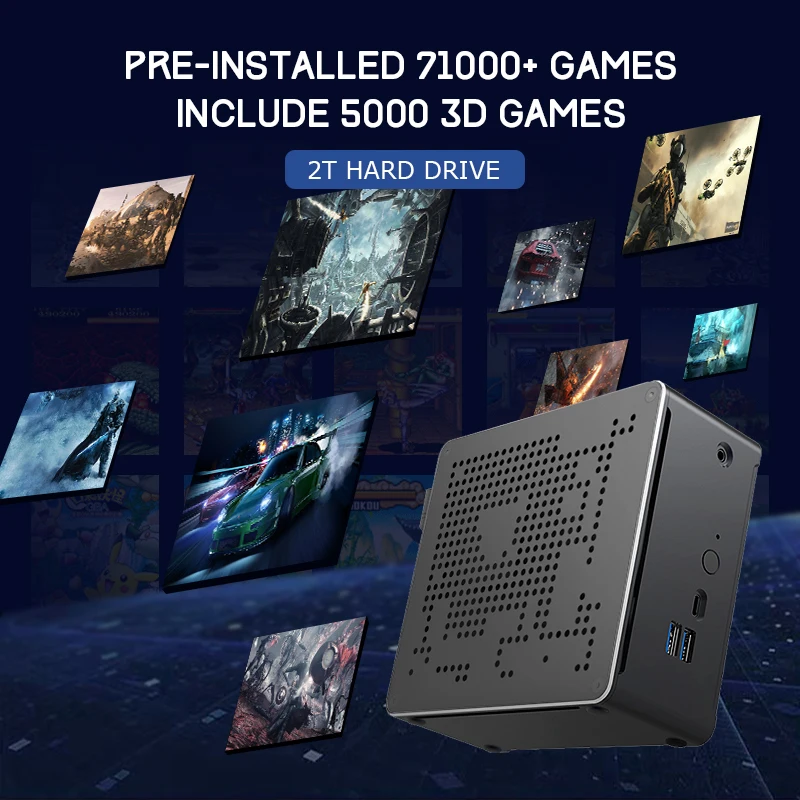 Kinhank ซุปเปอร์คอนโซล X กล่องพีซีเครื่องเล่นวิดีโอเกมย้อนยุคคอมพิวเตอร์ขนาดเล็กสร้างใน71000เกมสนับสนุนสำหรับ DC/N64/Wii 80 + จำลอง