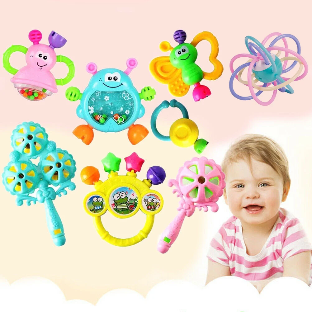 7/8pcs Baby Rattles Teethers For Newborn Toys Grab Shaker Hand Development Rattle Toy Early Education Kids Chew Toys 0-12 Months