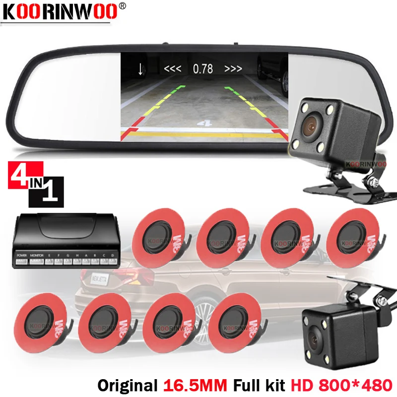 

Koorinwoo Original Flat Car Parking Sensor 8 Buzzer Car Monitor Rear view Camera Front camera Reverse Parktronic Accossories Kit