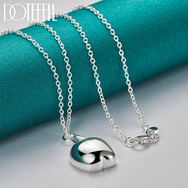 DOTEFFIL 925 Sterling Silver 16-30 Inch Chain Apple Pendant Necklace For Women Wedding Engagement Fashion Charm Jewelry
