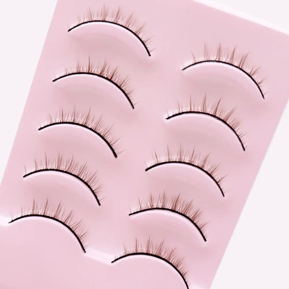 Exquisite 5 Pairs Mink Hair False Eyelashes 3D Natural Short Cross Fake Eye Lashes Extension Makeup Handmade Full Strip Eyelash