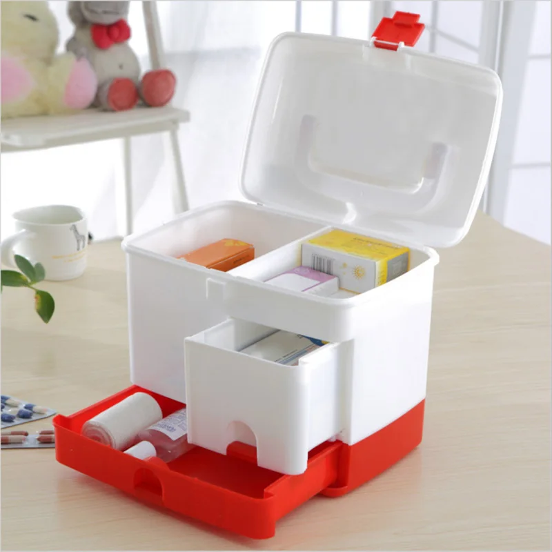 

Medicine Boxes Storage Box Large Capacity Drawer Sundries Organizer Fold Medicine Chest Storage First Aid Kit for Home Office