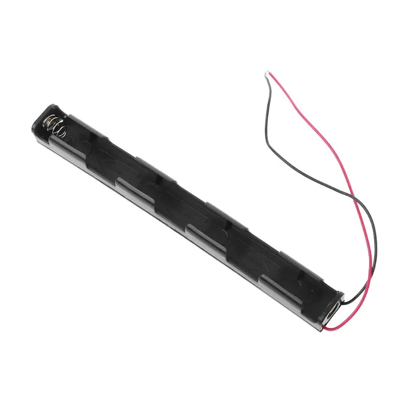 Battery Case 5th 3 AA 4.5V Long Strip Storage Holder Box Black Wire Leads Batteries Single Side Plastic Container HX6A