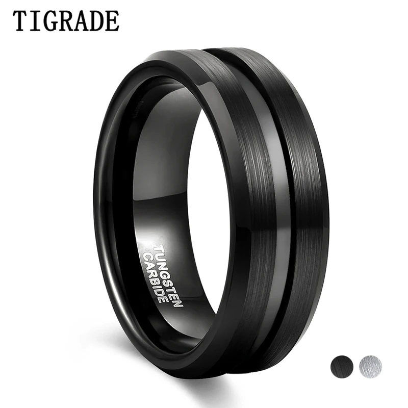 Tigrade Man Black Ring Fashion Jewelry Fashion Jewelry Tungsten Ring Wholesale Engraving Men\'s Rings Classic Wedding Rings