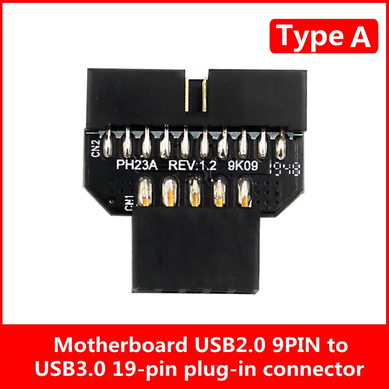 Motherboard USB2.0 9PIN Pin Extension Two Ports To USB 3.0 19Pin  Water-Cooled RGB Lamp Fan Adapter