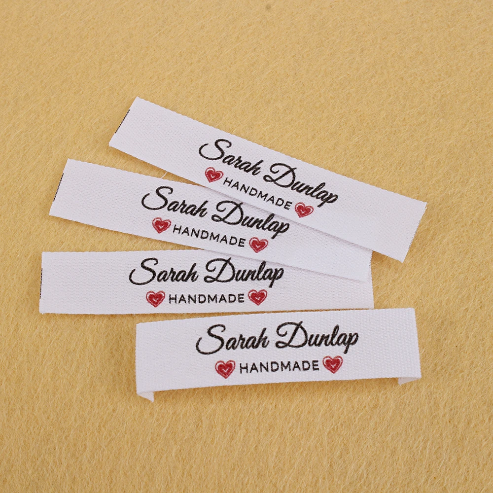 Clothing Labels, Washable, Cotton, Custom Tags, Personalized  Name, Handmade, Sewing Gift, 12mm x 60mm, With Love (MD5262)