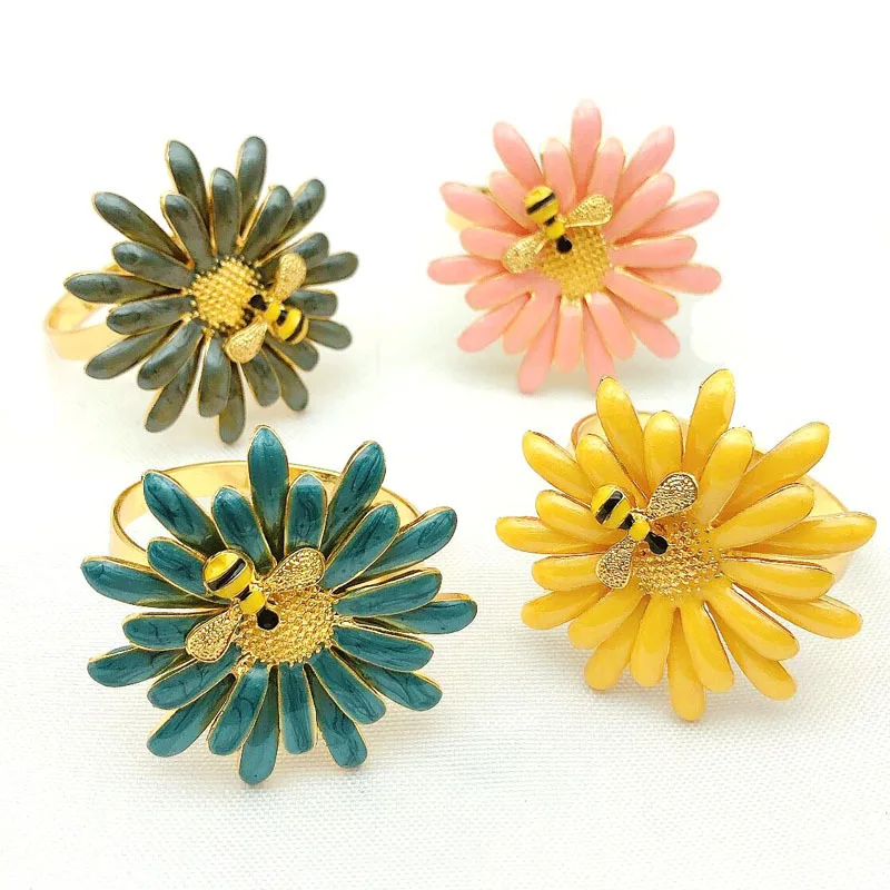 

Foreign Trade Hotel Bee Flower Napkin Buckle Ring Customized Wholesale