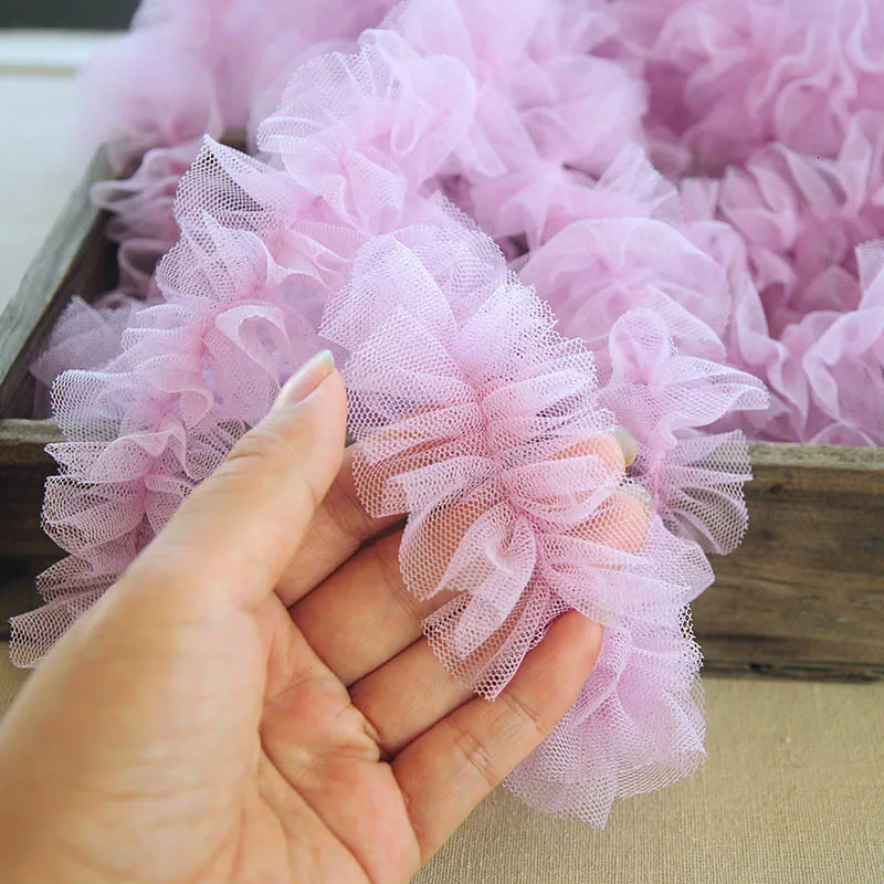 NEW 5cm Wide Color Mesh Middle Pleated Ruffled Tulle Lace Ribbon DIY Dress Skirt Hat Decoration Pet Toy Clothes Sewing Material