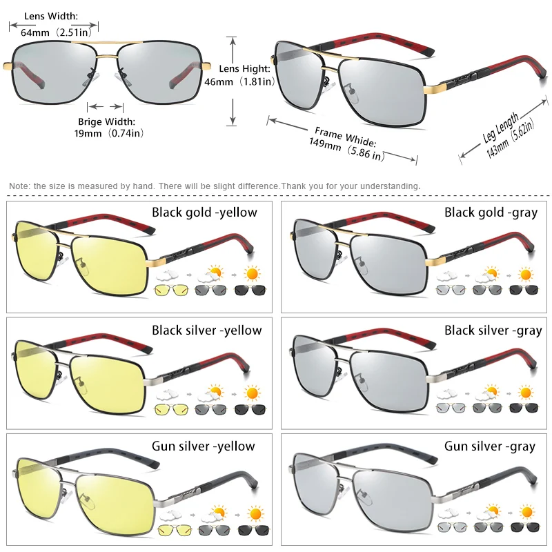 CoolPandas Brand Design Square Sunglasses Men Polarized Photochromic Sun Glasses Women Driving Goggle lentes de sol hombre