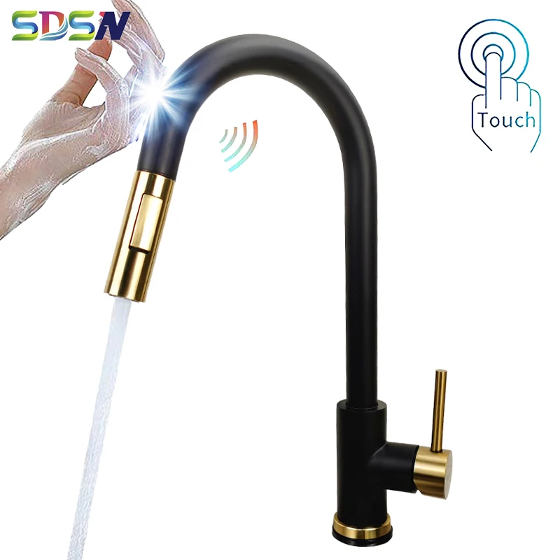 

Touch Kitchen Faucet SDSN Smart Touch Sensor Kitchen Faucets Black Gold Pull Out Kitchen Mixer Tap Stainless Steel Touch Faucets