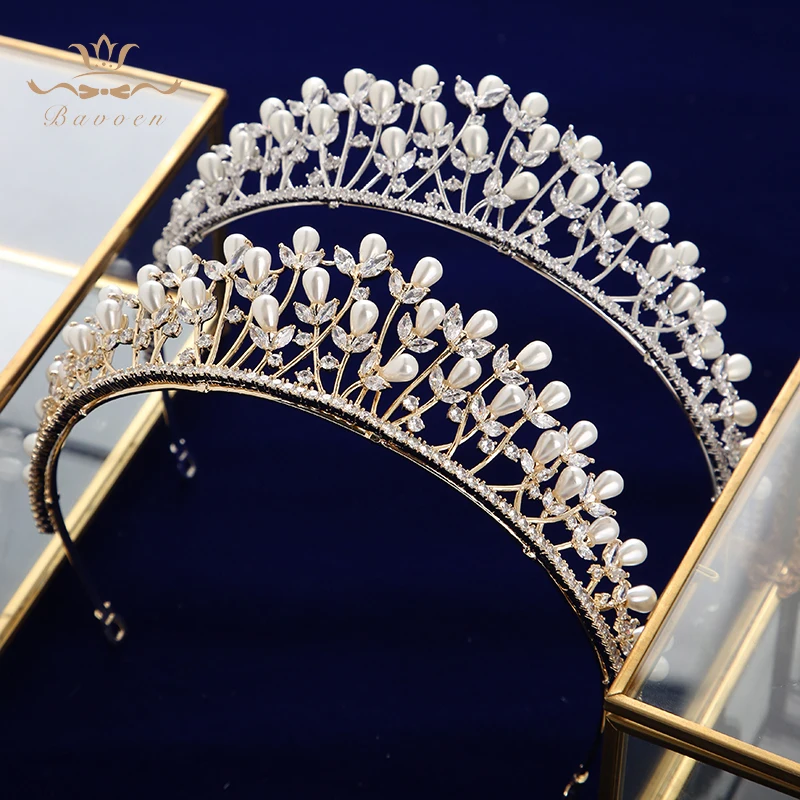 Top quality Leaves Zircon Brides Tiaras Headpieces Stunning Crystal Crowns Headbands Wedding Hair Accessories Gifts for Bridal