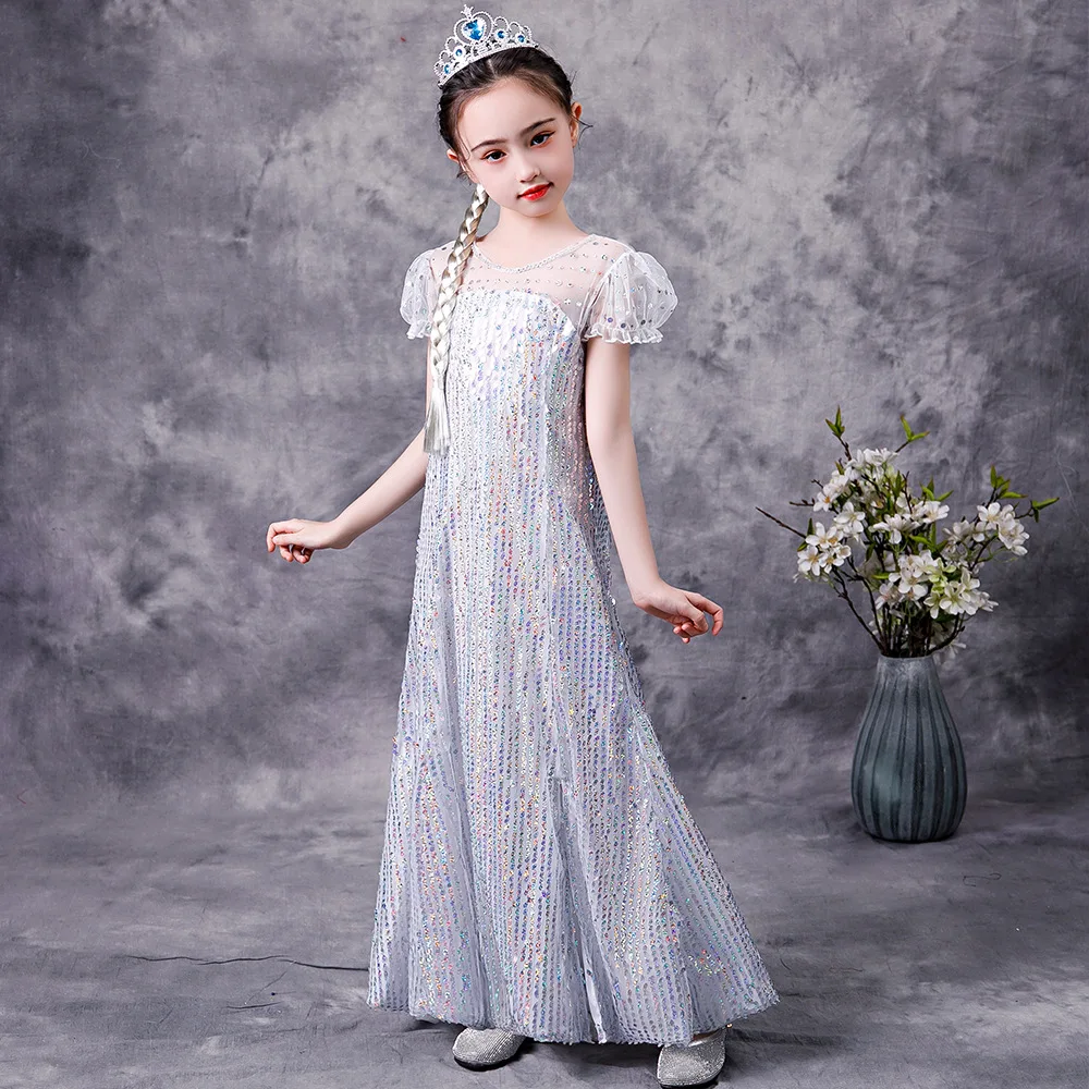 Robe à fleurs pour filles, tenue princesse de demoiselle d'honneur, à paillettes, pour enfants, tenue de soirée, XXYJ-1