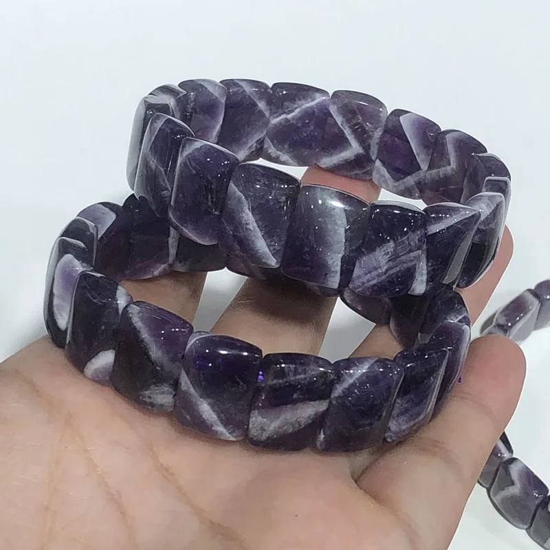 one piece dogteeth amethyst  11*15mm square bangle bracelet  7.5inch FPPJ nature beads