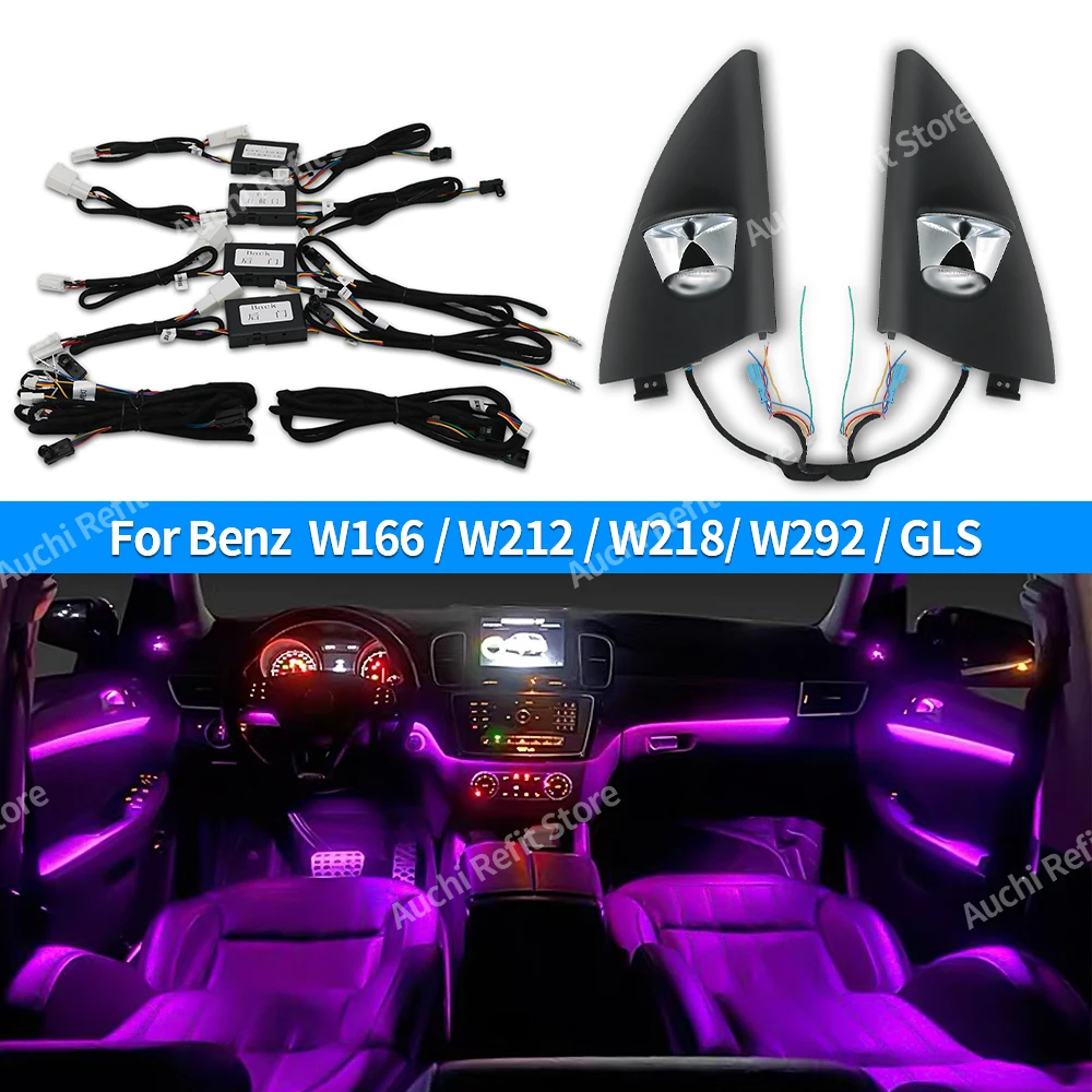 Kabel oświetlenia ambientowego Oryginalny 3 Kolory Ulepszenie na 12/64 Kolory Do Mercedes Benz W166 W212 W218 W292 W221 GLE Dekoracja Samochodu Lampa LED