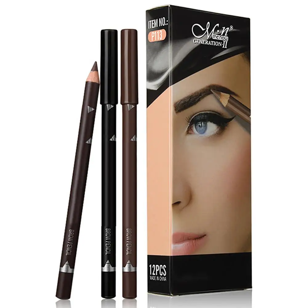 12 stücke Frauen Eyesbrow Enhancer Bleistift Kosmetik Lang Anhaltende Pigment Schwarz Braun Wasserdicht Augenbrauen Bleistift Schönheit Werkzeuge