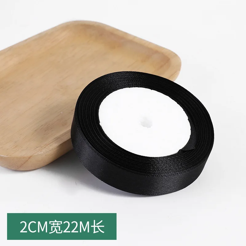 1 Stück 22 Meter/Rolle (6mm-50mm) Schwarzes Polyester-Satinband Schleifenband für Bastelarbeiten Hochzeit Weihnachten Party Handarbeit DIY Dekoration – Detail 6
