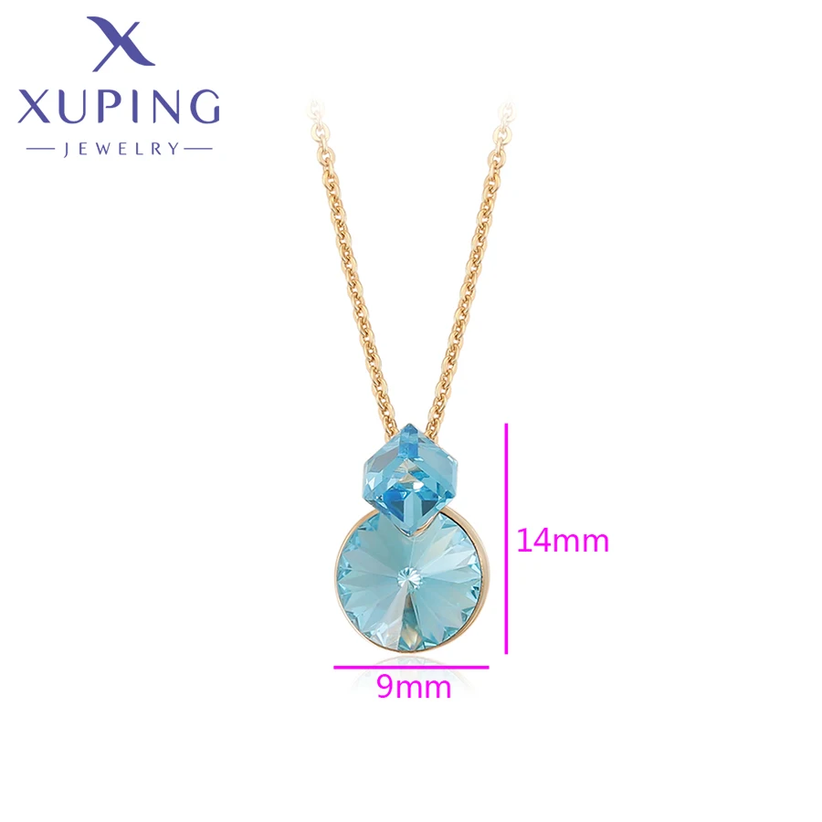 Xuping Jewelry Fashion New Arrival Square Crystal Pendant Necklace of Gold Color 810663015