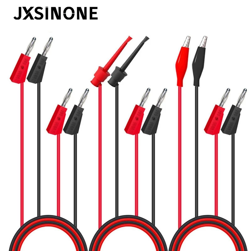 JXSINONE P1051B Multimeter Test Leads Kit 4mm Banana Plug to Banana Plug /Test Hook / Alligator Clips Cables for Electrical Work