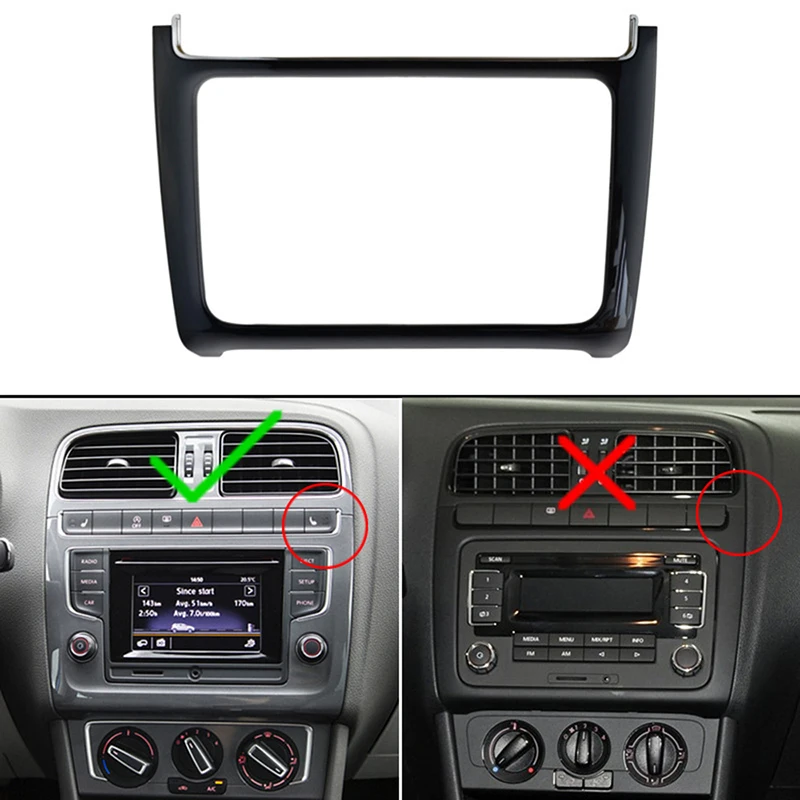 Autoradio Car Dashboard Panel Refitting Frame Kit Radio Audio Fascia Trim Bezel Faceplate For VW Polo 2014 - 2017