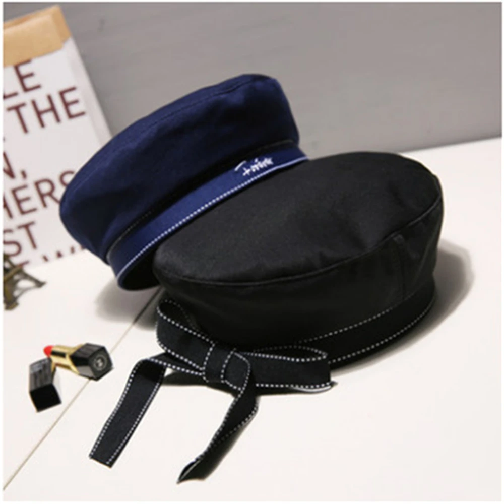 

Fashion Ribbon Ribbon Bow Beret Korean version of the uniform uniform uniform cap monogrammed embroidered octagonal cap WS-2553