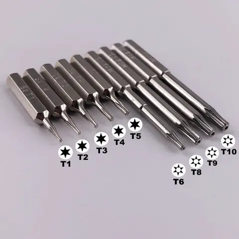 9PCS Torx T1 T2 T3 T4 T5 T6H T8 T10 Screwdriver 3/25"(4mm) Bits Repair tools Bit Plum Blossoms Repairing Head for Fitbit Alta HR