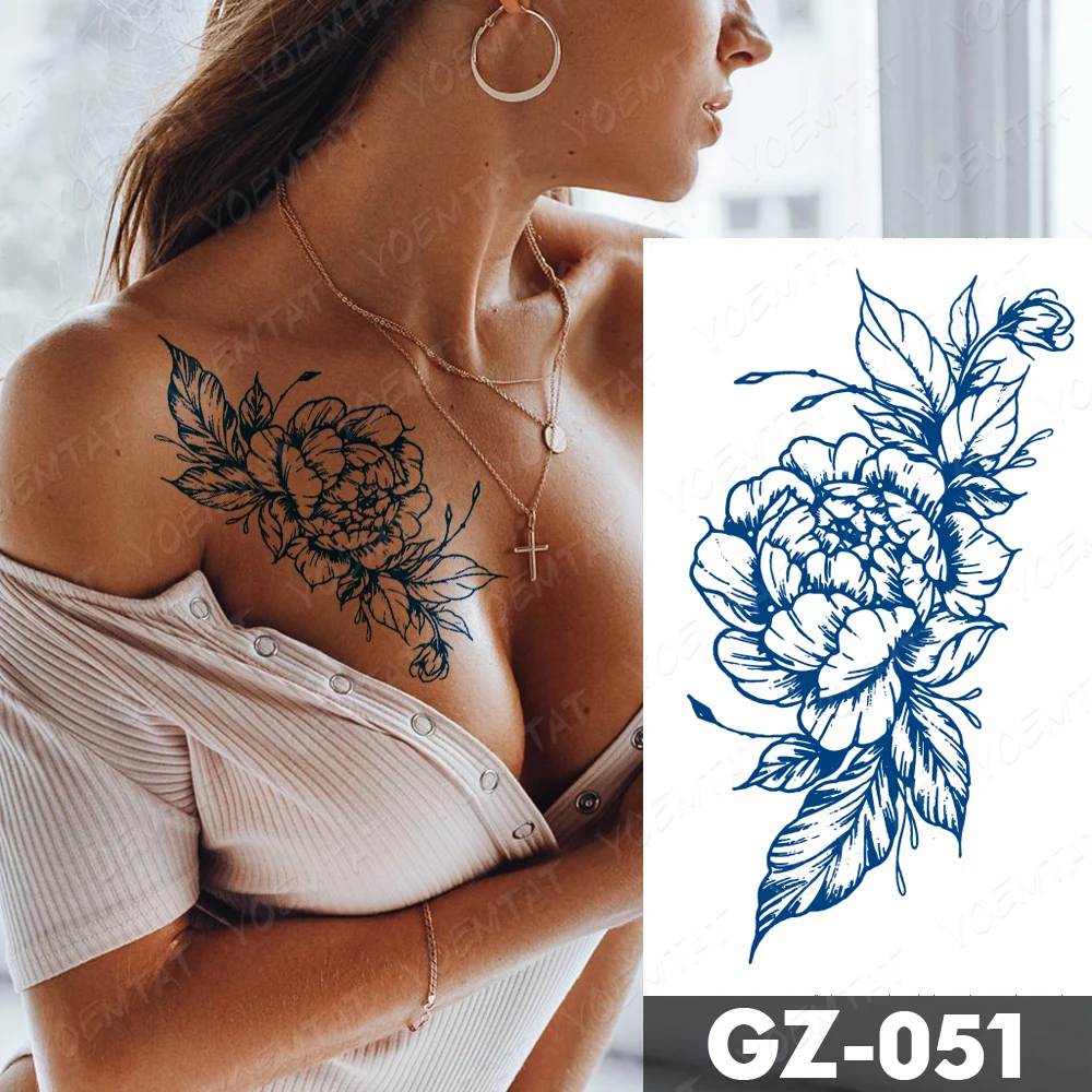 Tatuajes de tinta de jugo para mujeres y hombres, Tatuajes Temporales impermeables duraderos, tatuajes de línea de flores, tatuajes de brazo,