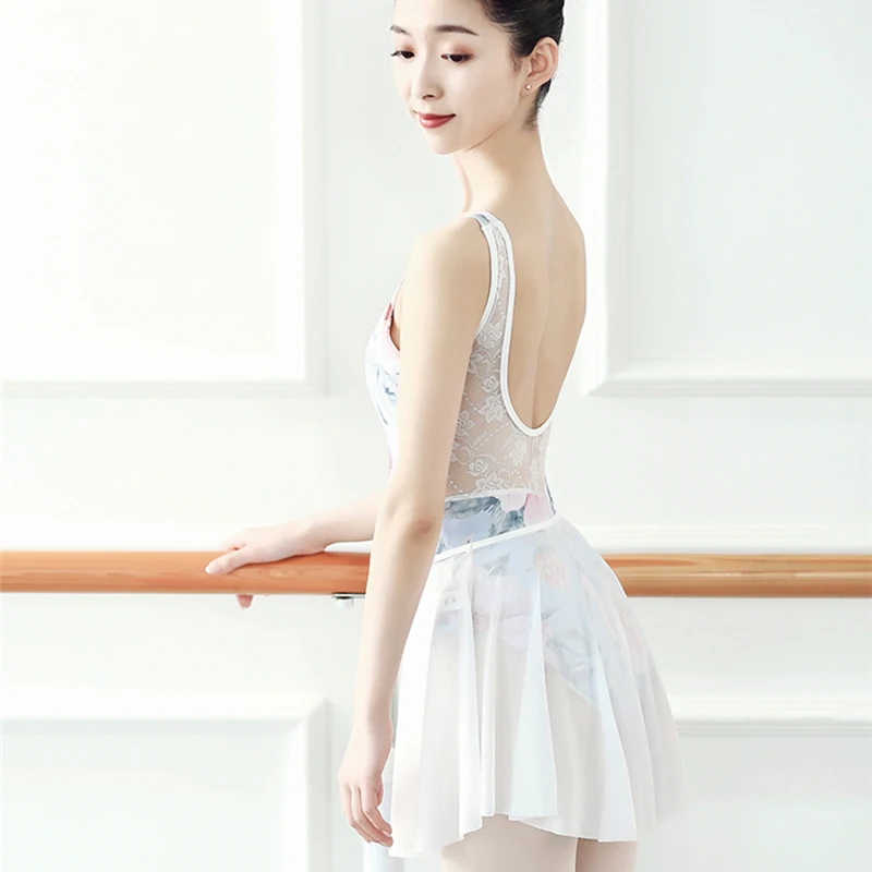 Ballet Skirt Ballerina Dance Skirt Mesh Short Dance Dress Pull On Skirt Tutu Women Dancewear Mini Adult Skirted Leotard Costumes