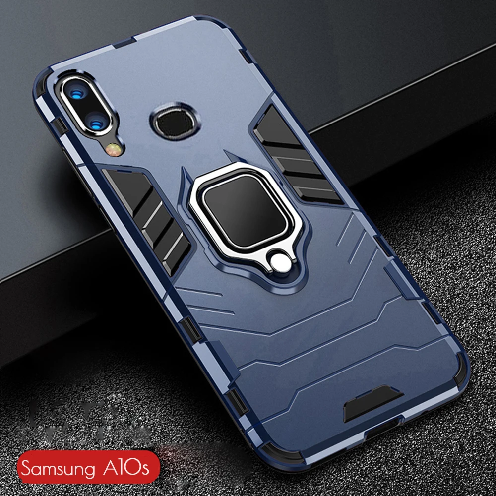 

For Samsung Galaxy A10s Case Armor PC Cover Metal Ring Holder Phone Case For Samsung A 10s SM-A107F/DS Cover Shockproof Bumper