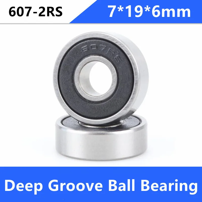 

20/50/100pcs 607-2RS 7x19x6 miniature rubber sealed deep groove ball bearing 607 2RS 607RS 7*19*6 mm