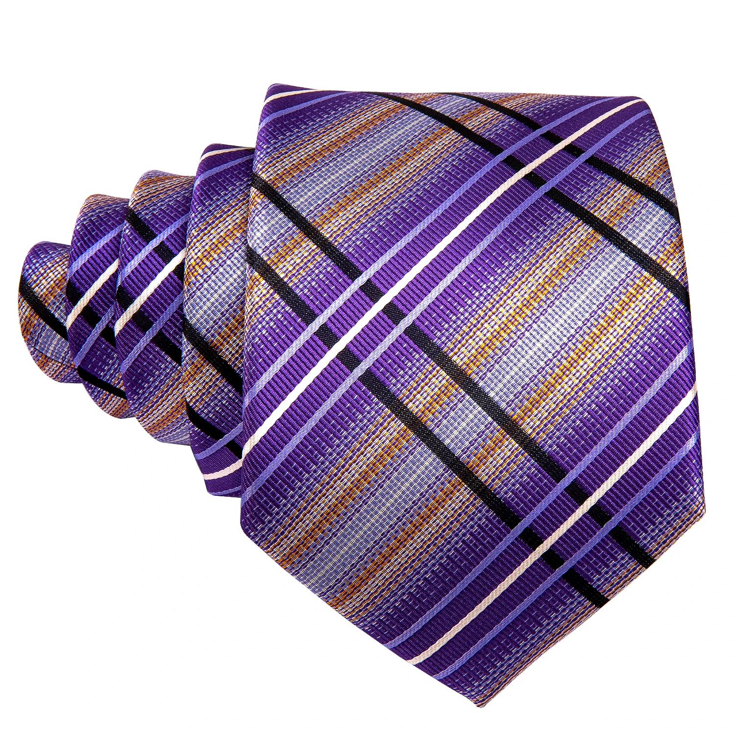 Purple Plaid Men Wedding Tie Silk Necktie For Men Gifts Handkerchief Cufflink Tie Set Barry.Wang Fashion Accessories FA-0457