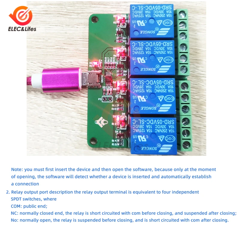 HID Drive-free USB 1/2/4 Channel 5V Relay Module Can Control the Relay On and Off On the Computer Side