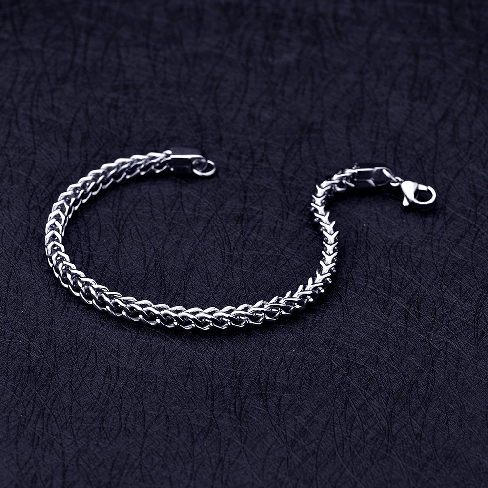 4/6MM Stainless Steel Chain Bracelet & Bangles Fashion Men\'s Titanium Steel Link Bracelet Hip Hop Rock Jewelry Length 20/22CM