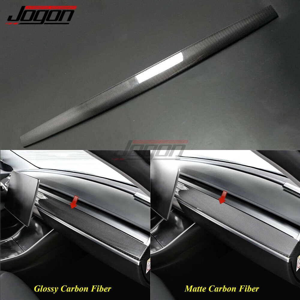 Dry Carbon Fiber For Tesla Model 3 2017 2018 2019 Car Interior Central Control Dashboard Panel Cover Sticker Trim Decoration