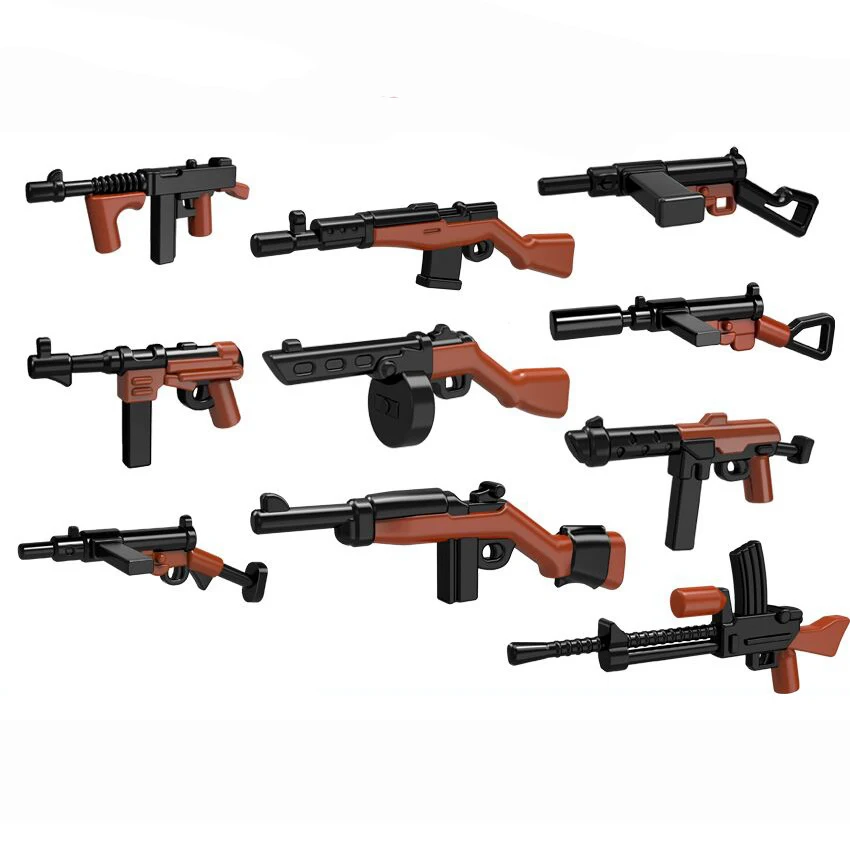 Military Building Blocks WW2 Rifle Submachine Guns Sniper Guns Weapons Solider Figures Mini Bricks Accessories Toys For Children