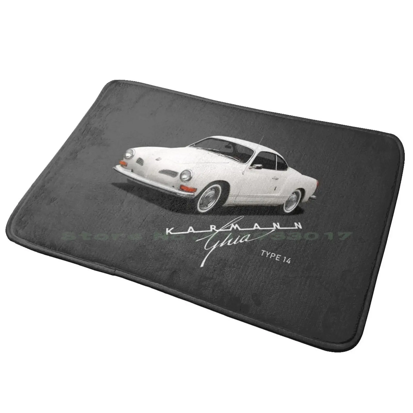 The Karmann Ghia Entrance Door Mat Bath Mat Rug Classic Car German Car Karmann Ghia Vintage Car Transportation Anti-Slip