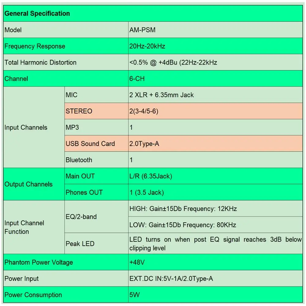 Freeboss AM-PSM DC 5V USB riproduci e registra il Computer Bluetooth registra e riproduci 6 canali scheda Audio 16 DSP effetti Mixer Audio