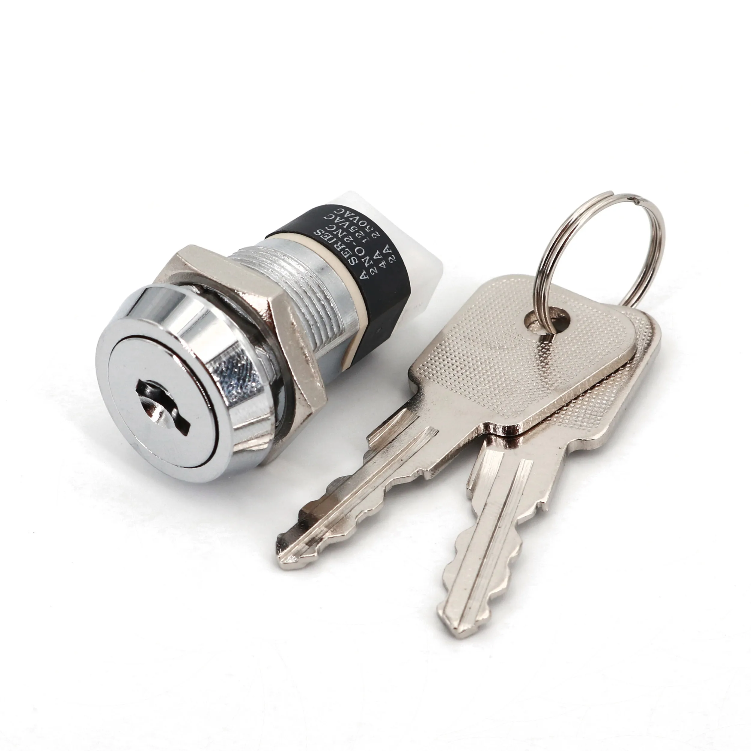 Metal 19mm 4Pin ON-OFF 2 Position DPST A Series Electronic Lock Key Switch 4A 125VAC 2A 250VAC