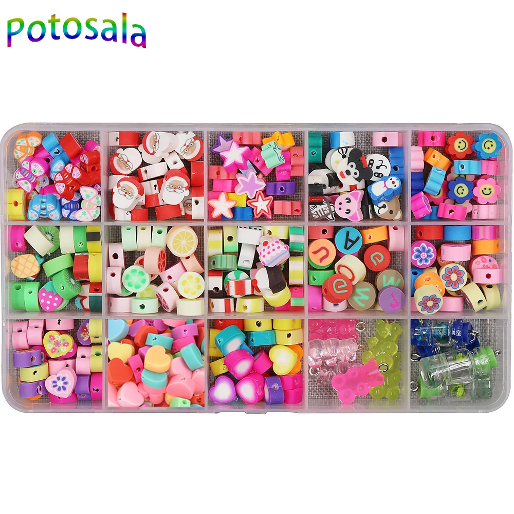 

Potosala 270Pcs Flower Star Polymer Clay Beads Pendant Sets Cute Small Beaded For DIY Charms Jewelry Making Handmade Accessories