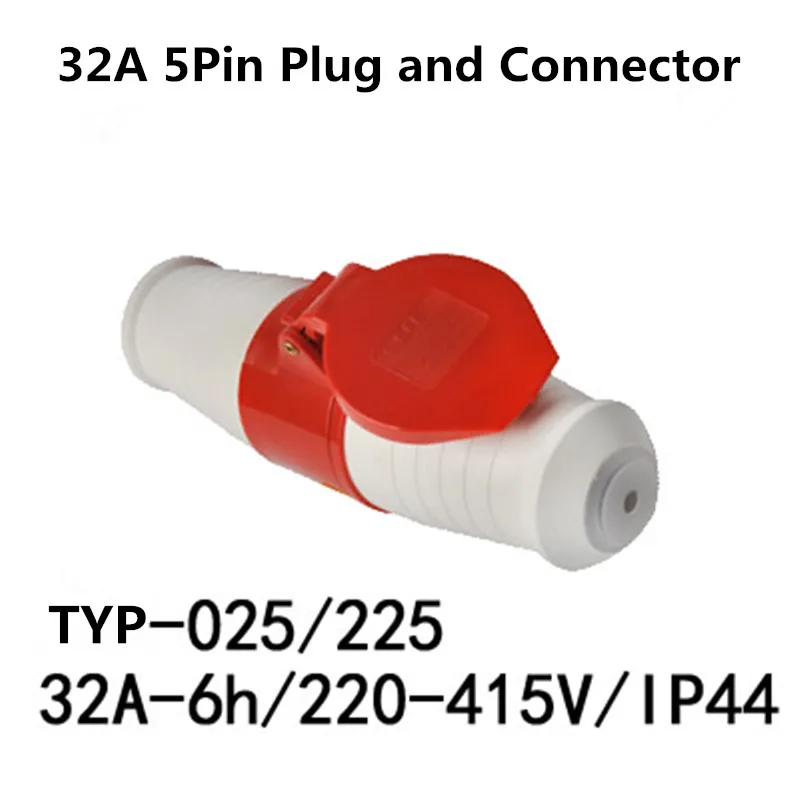 Industrial Plug and Connector Socket 5Pin 5Core 5P Electrical Connector 32A IP44 Panel Mounted Socket 220V 380V 415V MALE FEMALE