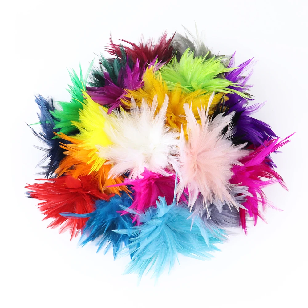 

100pcs Dyeing Rooster saddle feathers 4-6inch Natural Plume Diy Jewelry Making Clothes Accesories Chicken Plumas Decoration