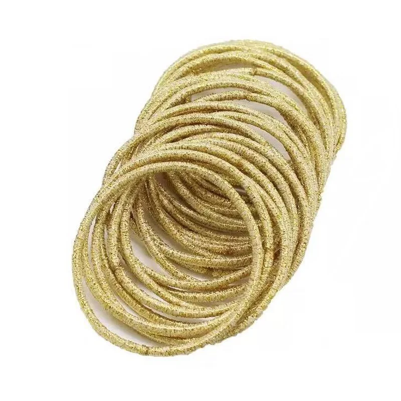 50 pcs/lot Gold Silver Thin Ponytail Holders Rubber Band Hair Tie Gum Hair Accessories Elastic Hair Band For Women Girl